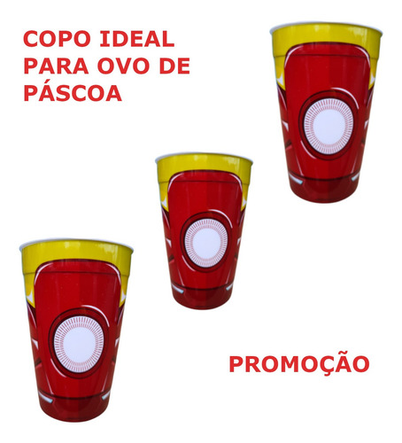 Kit Com 3 Copos Para Ovo De Páscoa Homem De Ferro Promoção L