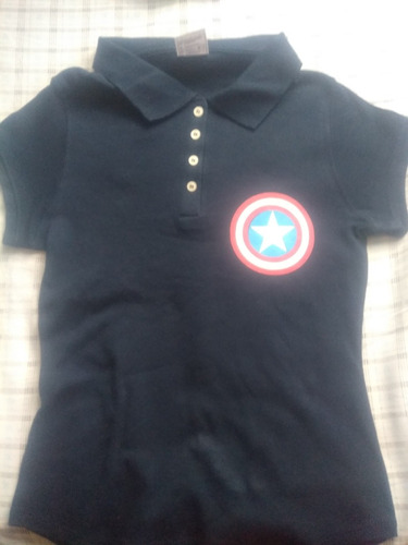 Playera Polo Dama, Capitan America, Avengers, Team Cap, Bara