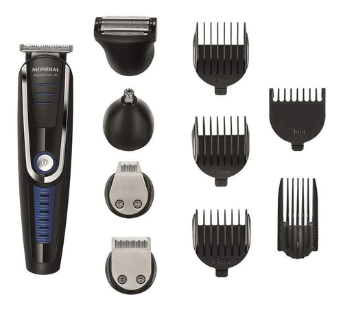 Imagem 3 de 4 de Barbeador y cortador de cabelo Mondial Super Grooming BG-03 preto e azul 110V/220V