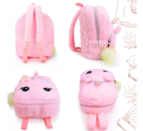 Mochila Peluche Felpa Unicornio