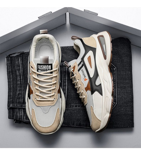 Zapatillas De Hombre Casuales Transpirables Con Suela Gruesa