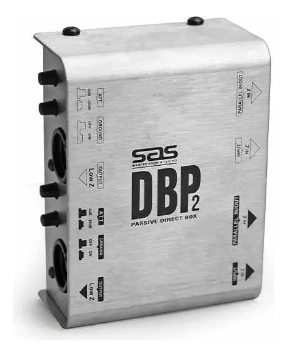 Direct Box Passivo Duplo Santo Angelo DBP2 2 Canais Prata Entradas P10 Saídas XLR