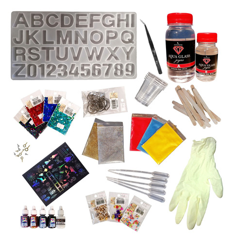 Kit Molde Silicona Letras Y Accesorios Joyería Manualidades