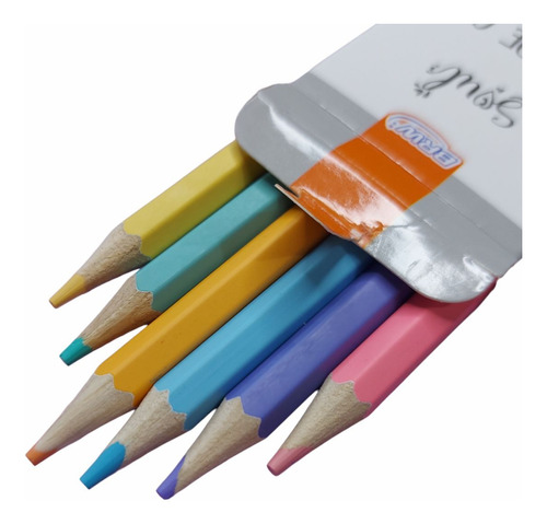 Lapices Largos De 6 Colores Pastel Brw Soul