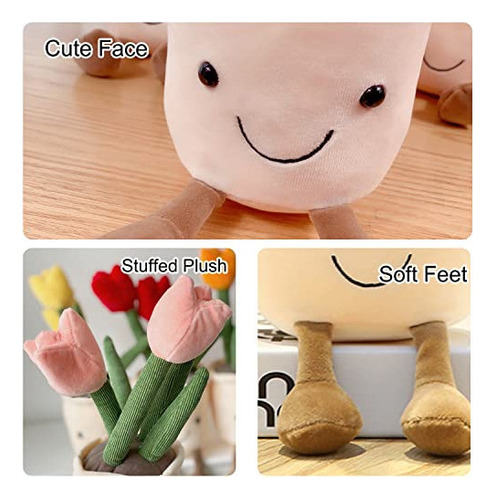Evlooe 3 Piezas De Suculentas/tulipán De Peluche, Lindos Pe