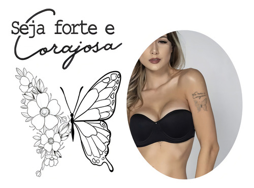 Tatuagem Temporária Seja Corajosa Borboleta