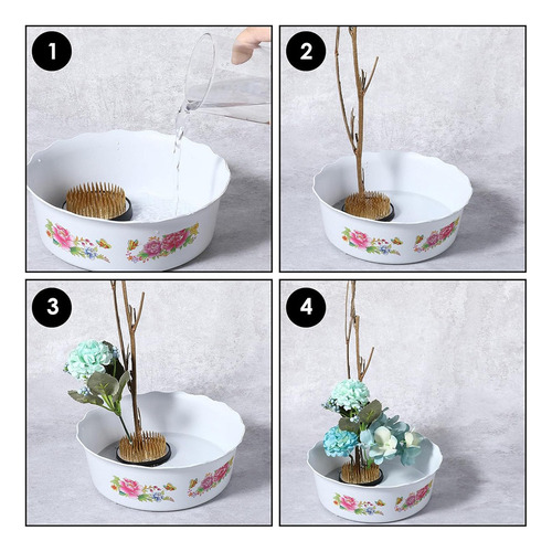 Kit Japonês Ikebana Kenzan De 4 Peças Para Arranjo De Flores