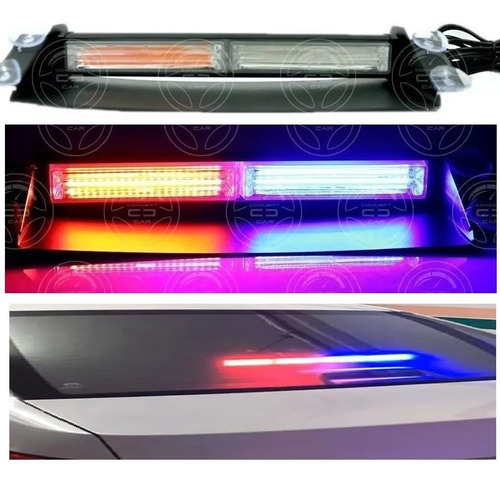 Barra Cob Codigo 2 Módulos Luz Led Roja/ Azul Estrobo Y Fija