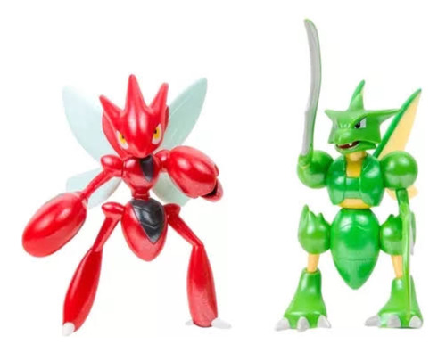 2 Figuras Pokémon Jazwares: Scyther + Scizor (sueltas) 
