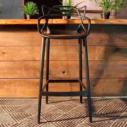 5 Banqueta Alta Allegra Masters Design C/ Encosto Resistente Acabamento Da Estrutura Polipropileno Cor Preto