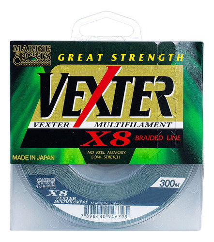Linha Multifilamento Vexter X8 60lb 0.40mm 27.2kg 300m Cor Verde