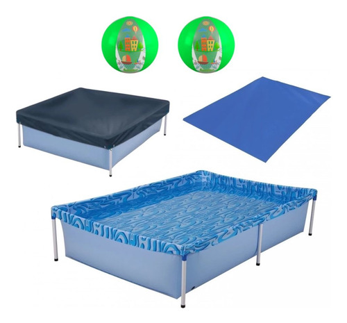 Kit Piscina 1000 Litros Com Capa Forro E 2 Bolas Infláveis