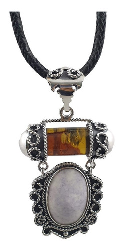 Dije De Jade Natural Y Piedra De Chiapas Montado En Plata