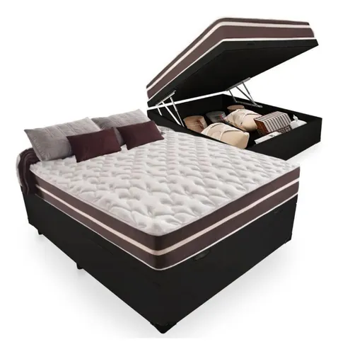 Cama Box Baú Casal + Colchão De Molas Classic Superlastic | MercadoLivre