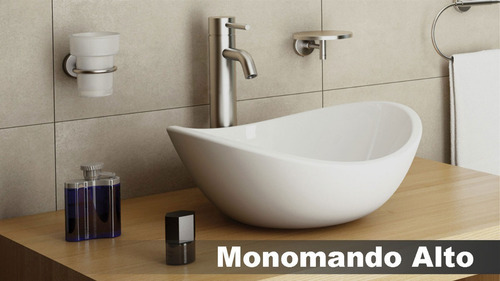 Llave Monomando Lavabo Alta Y Contra Acero Inox Cespol Cromo