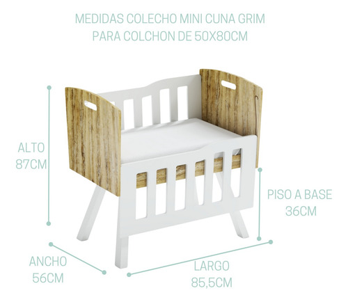 Cuna Colecho 80x50 Baranda Deslizable Cuarto Bebe - Grim