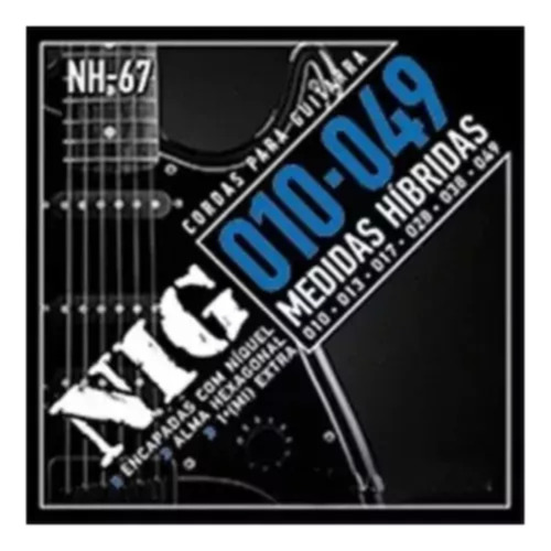 7 Encordoamento Guitarra Eletrica Nig 010/049 Nh67 Hibridas
