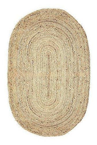 Alfombra De Yute Ovalada Tapete De 182 Centimetros Beige