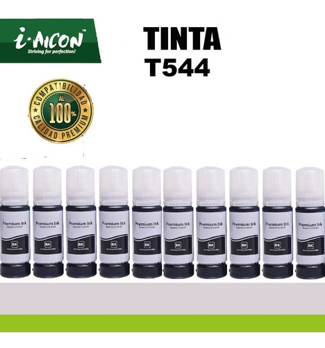 Imagen 1 de 3 de Kit 10 Botes De Tinta Compatible Epson T544 L3110 L3150 5190