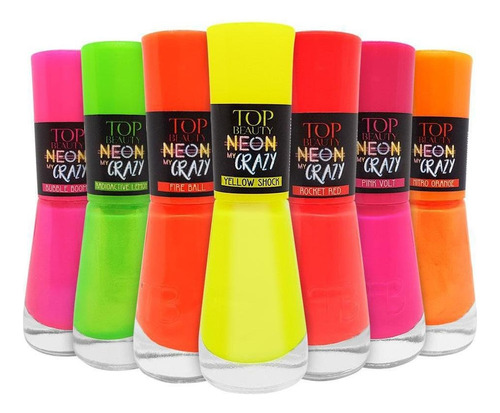 Esmaltes Neon Top Beauty Neon My Crazy Fluorescentes de 7 núcleos