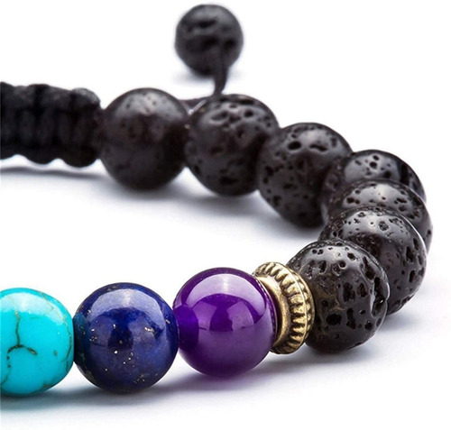 Imagen 4 de 5 de Pulsera Planetas Cuarzos Piedra Natural Chakras 2pz 4mybebe