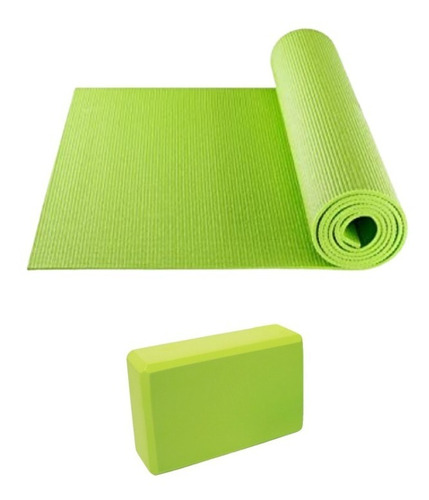 Colchoneta Mat Yoga Goma Enrollable 4mm + Yoga Brick