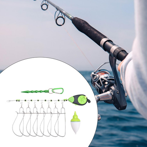 Larguero De Pesca Portátil Con 7 Broches De Acero Grande