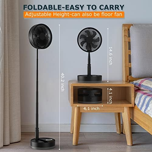 Ventilador Plegable Mah Con Ventilador Oscilante Led De 8 Pu