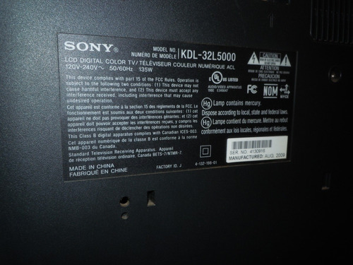 Imagen 2 de 5 de Tv Bravia 32 Para Reparar, Polarizado Malo Y No Enciende