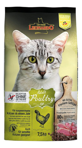 Alimento Leonardo Grain Free Para Gato Adulto Poultry 7.5kg