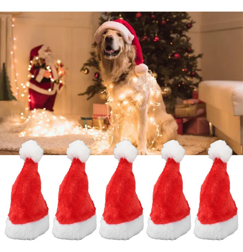 - Sombrero De Navidad Para Mascotas De 5 Piezas De Felpa Roja