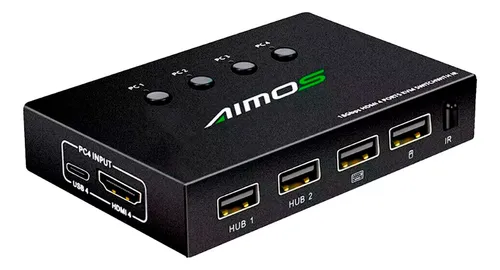 comprar Switch Kvm Aimos Hdmi 4k De 4 Puertos Usb-c +4 Set De Cables
