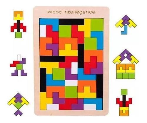 Juego Didáctico Rompecabezas Tetrix Tangram Puzzle Madera 