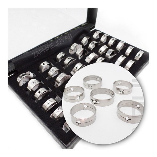 ´pack De 12 Anillos Acero Quirurgico Formas Caladas Laser Por Mayor