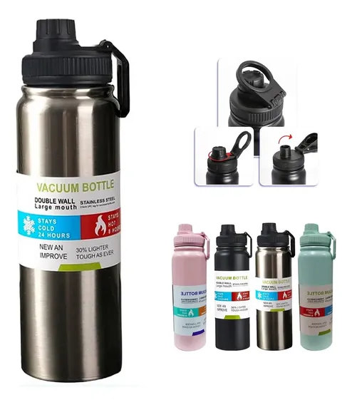 Garrafatérmica 800ml Água Squeeze Inox Academiaquente E Frio Prata