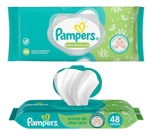Toalhinhas Umedecidas Pampers Aloe Vera Suave Resistente 48u