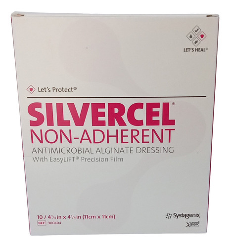 Silvercel Non-adherent 11x11cm Apósitos Alginato Caja 10pzs
