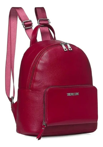 Mochila Las Oreiro Urbana Cuero Pu Color Cherry Diseño De La Tela Liso