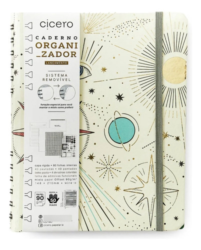 Caderno Organizador Duo Cicero Pautado Pontado Inteligente Cor Astral/Espaço Tempo Branco