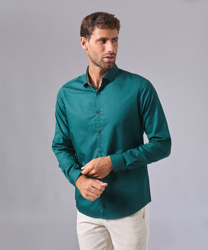 Mbo Camisa Ml Pechera Ojal Classic Fit Verde Botella