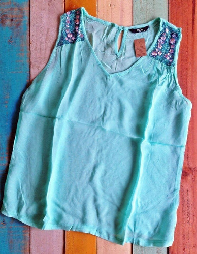 Musculosa De Gasa Importada Con Piedras