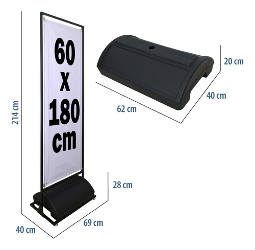 Display Acero Con Soporte Anticaida Dos Vistas 60x180cm