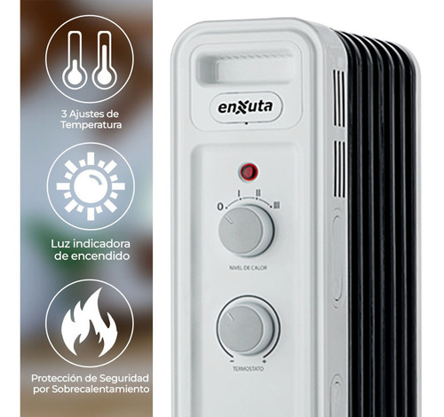 Radiador De Aceite Enxuta 7 Elementos 1500 W Termostato