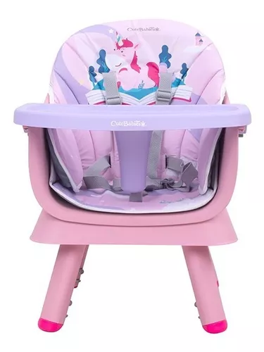 Silla Comedor Para Bebé 4 En 1 Escritorio Mesa Mecedora Rosado