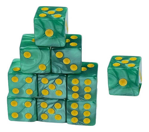 10 Dados De 6 Caras Para Fiestas, Dados De Juego Verde Verde