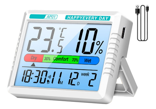 Monitor De Temperatura Ambiente Higrómetro De Humedad Interi