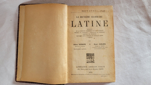 La Deuxieme Grammaire Latine Otho Riemann Goelzer Colin 1925