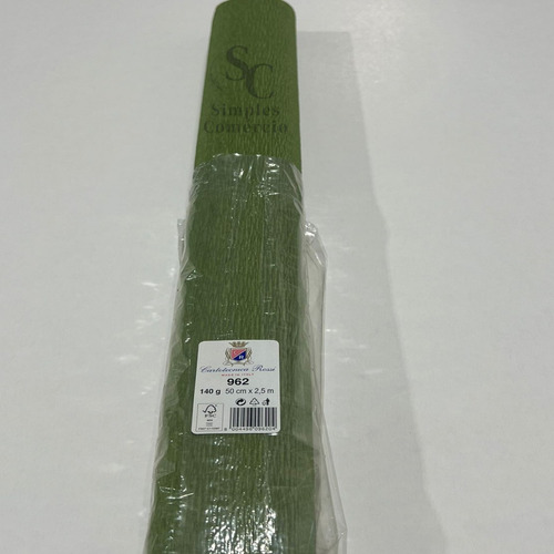 Papel Crepom Italiano Verde Oliva 140gr - Pacote C/ 10 Rolos