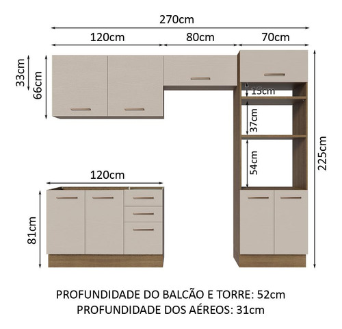 Mueble de cocina completo 270 cm Agata Rustic/Crema Madesa 08