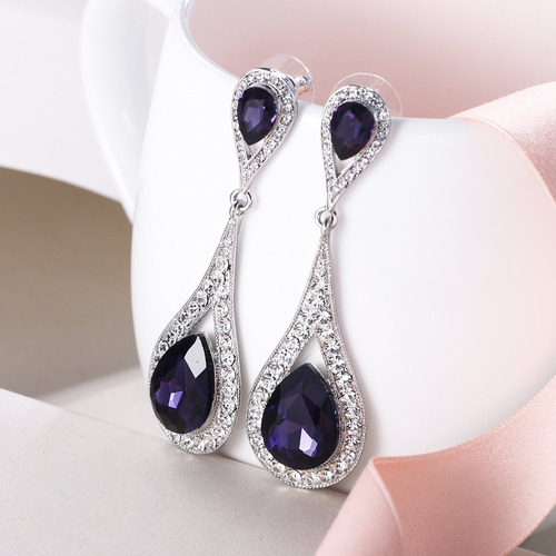 Pendientes Colgantes De Plata Azul Para Mujer